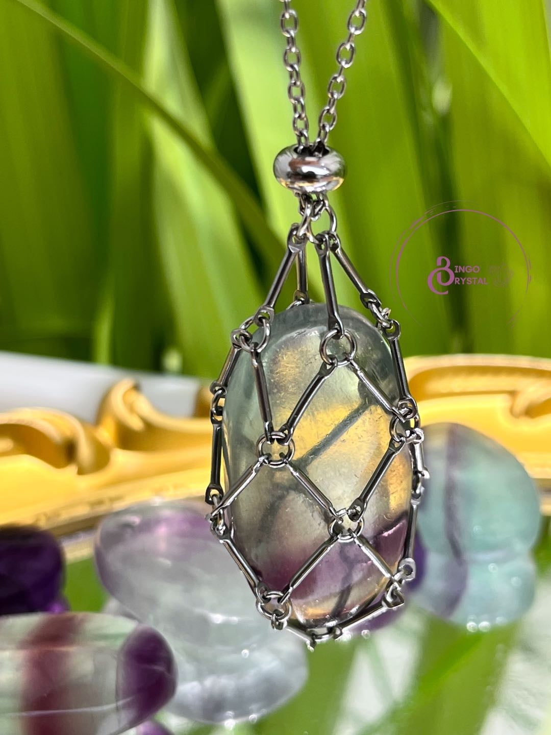 Bingocrystal Bamboo Pendant with Replaceable Crystals