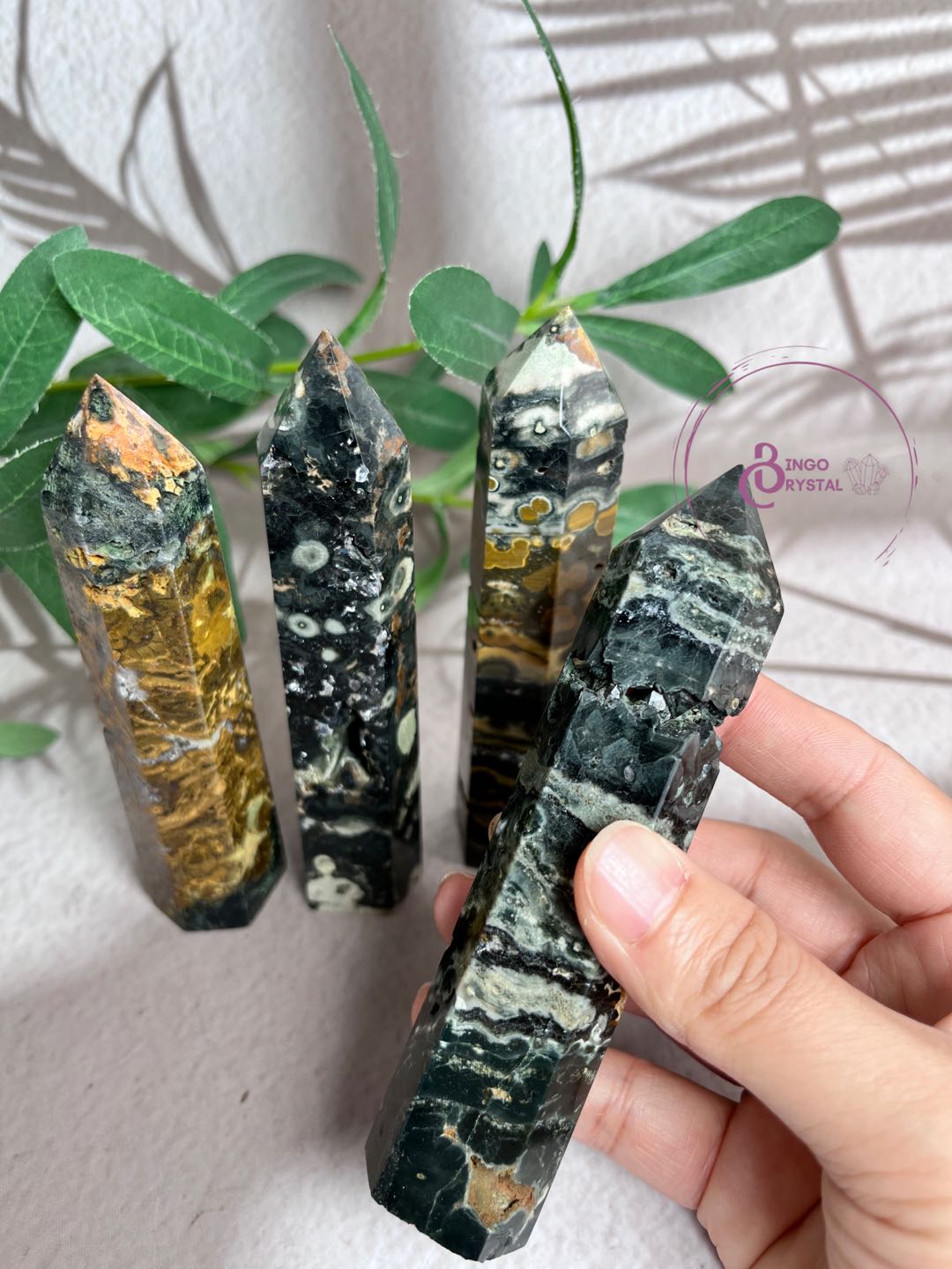 Ocean Jasper tower with druzy