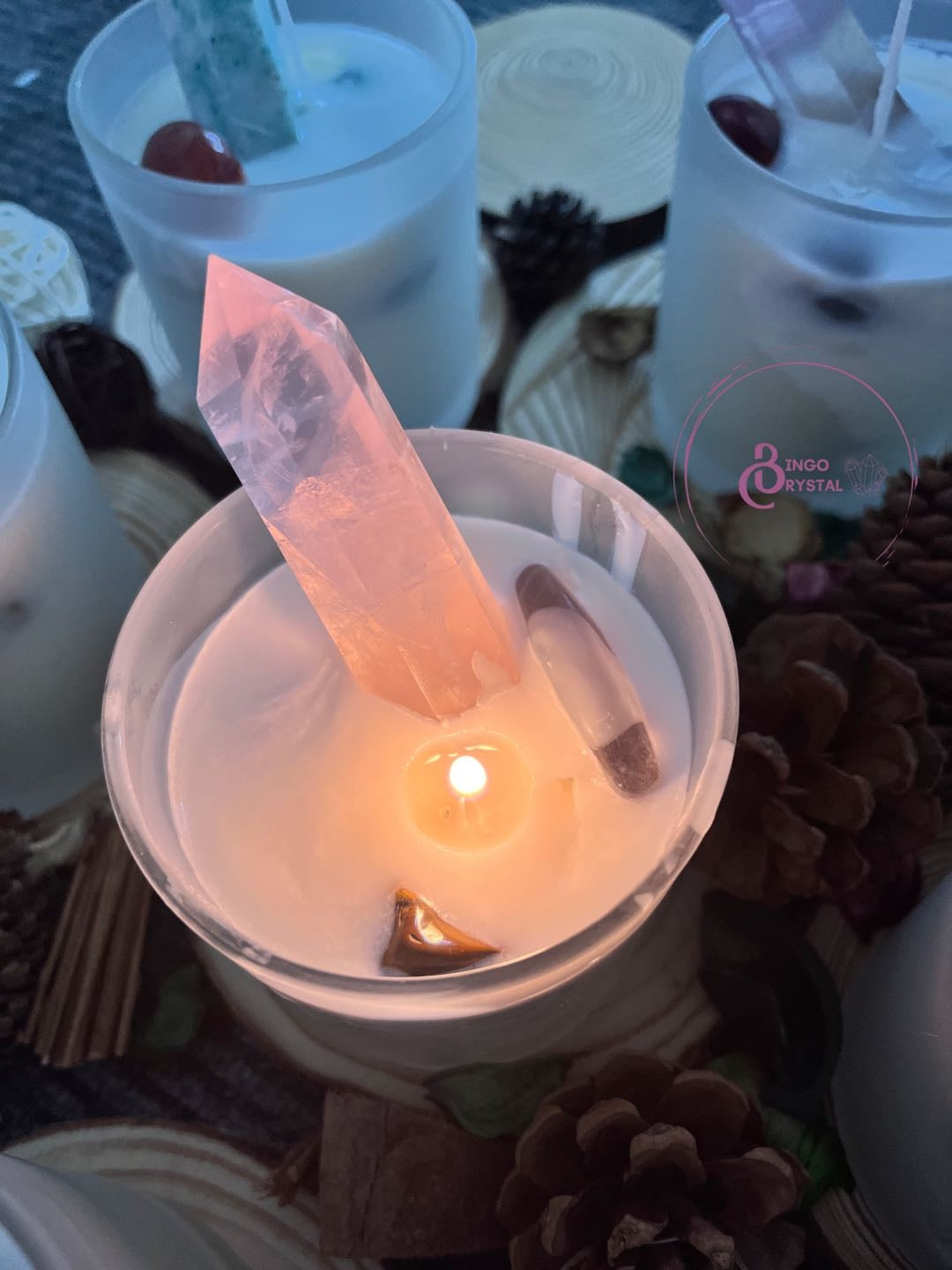 [Hand-made] Crystal Tower Candle with Hiding 5 Crystal Tumbles