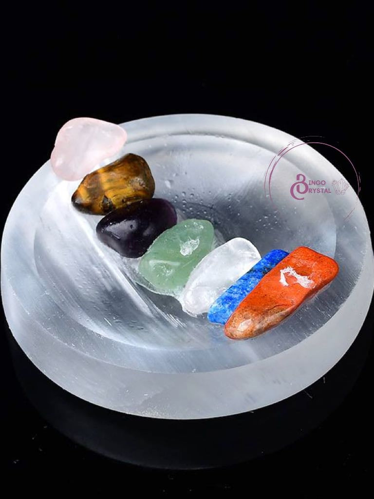 Crystal Bowl ( Clear quartz, Strawberry, Fluorite, Selenite)