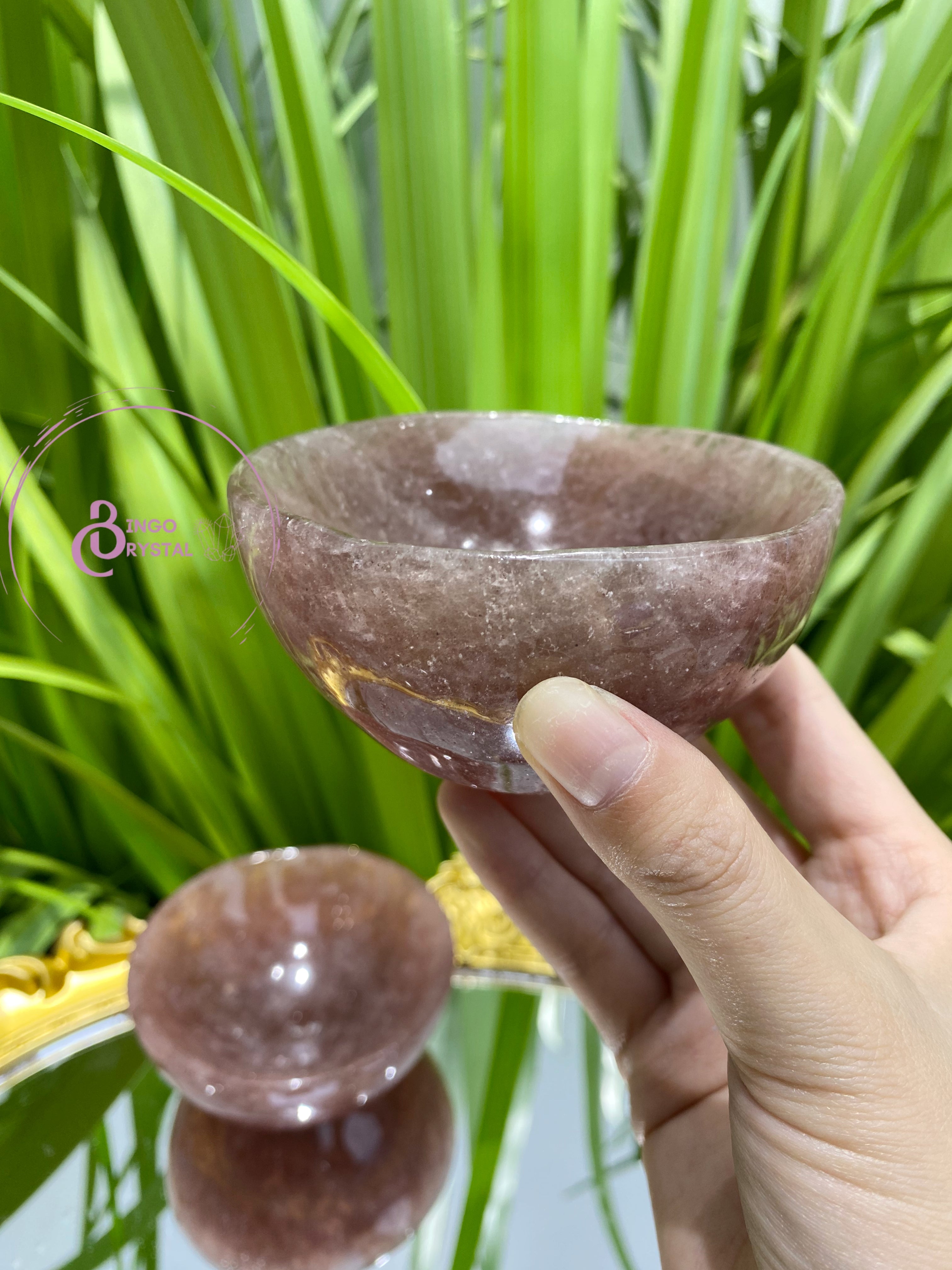 Crystal Bowl ( Clear quartz, Strawberry, Fluorite, Selenite)