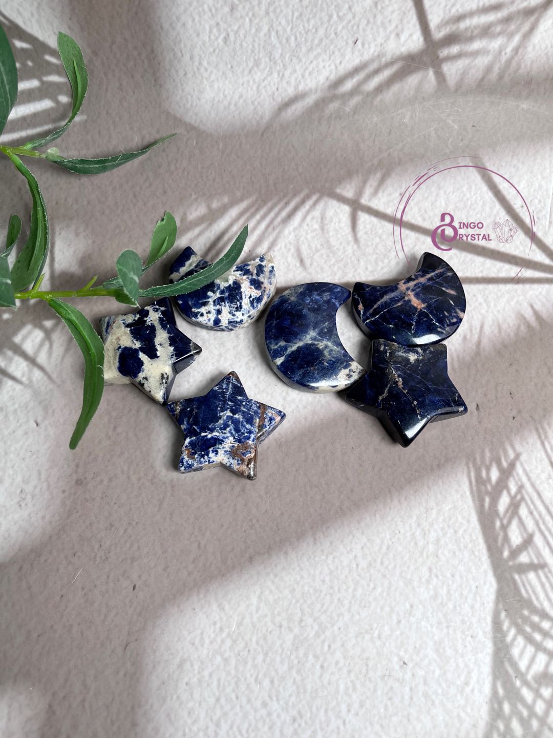 Crystal Star&Moon Palm 5CM (Ocean Jasper, Howlite, Sodalite, Lapis....)