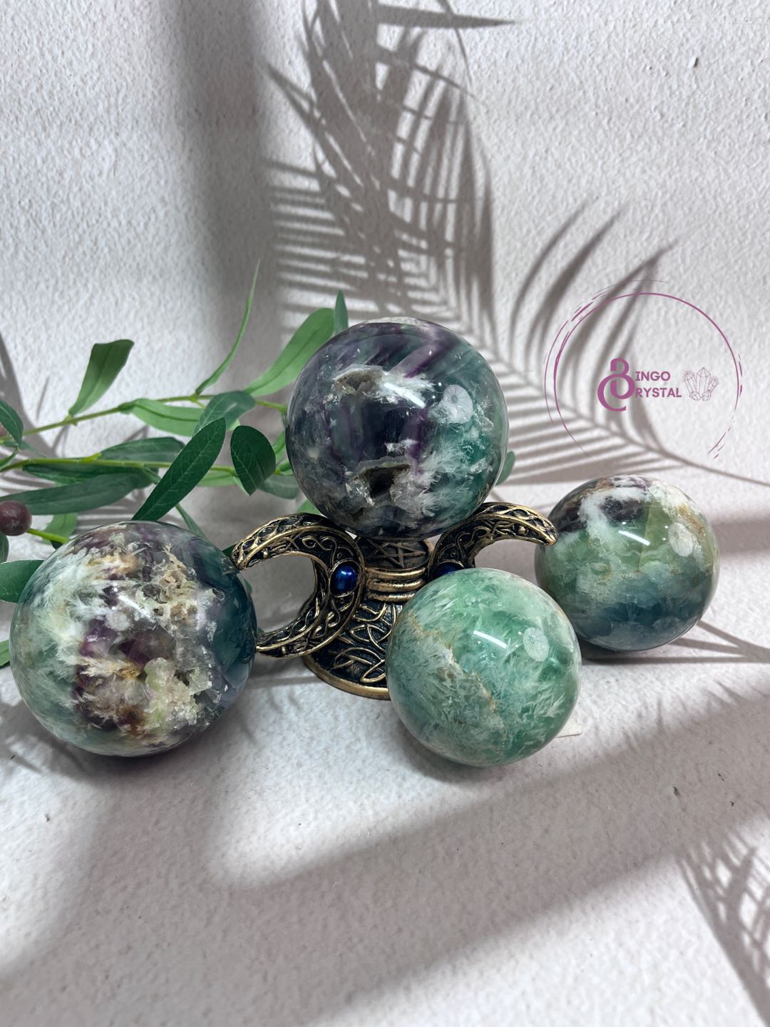 Snowflake Fluorite Spheres 6-7cm