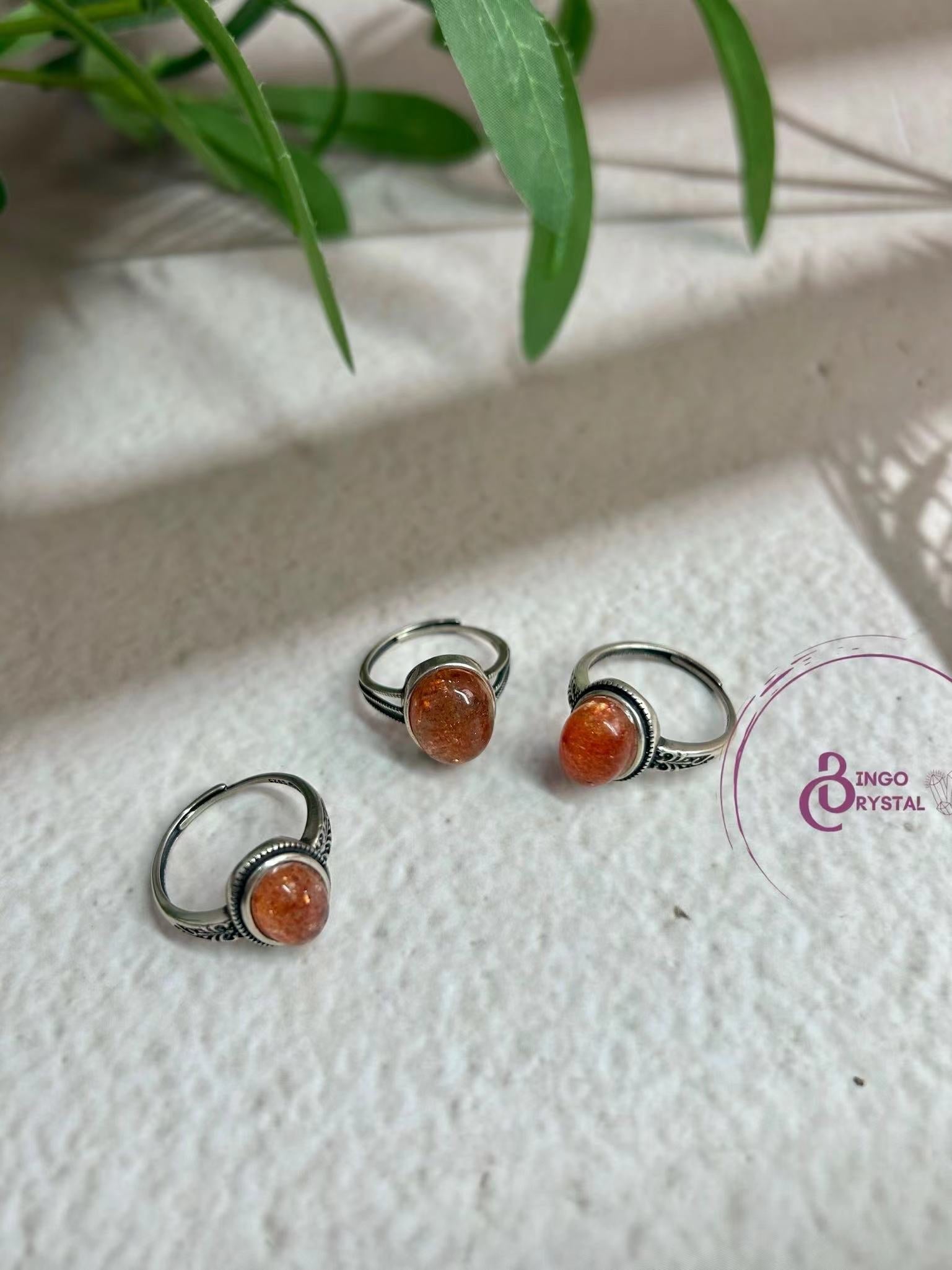 Sunstone & Silver Rings