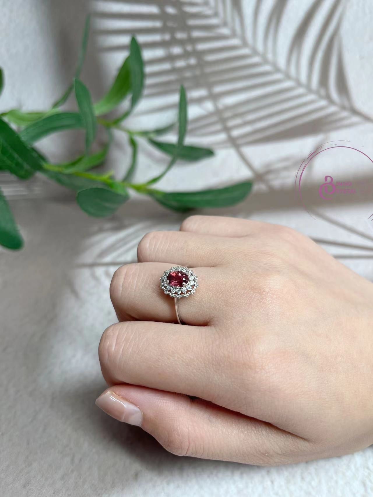 Red Tourmaline & Silver Rings