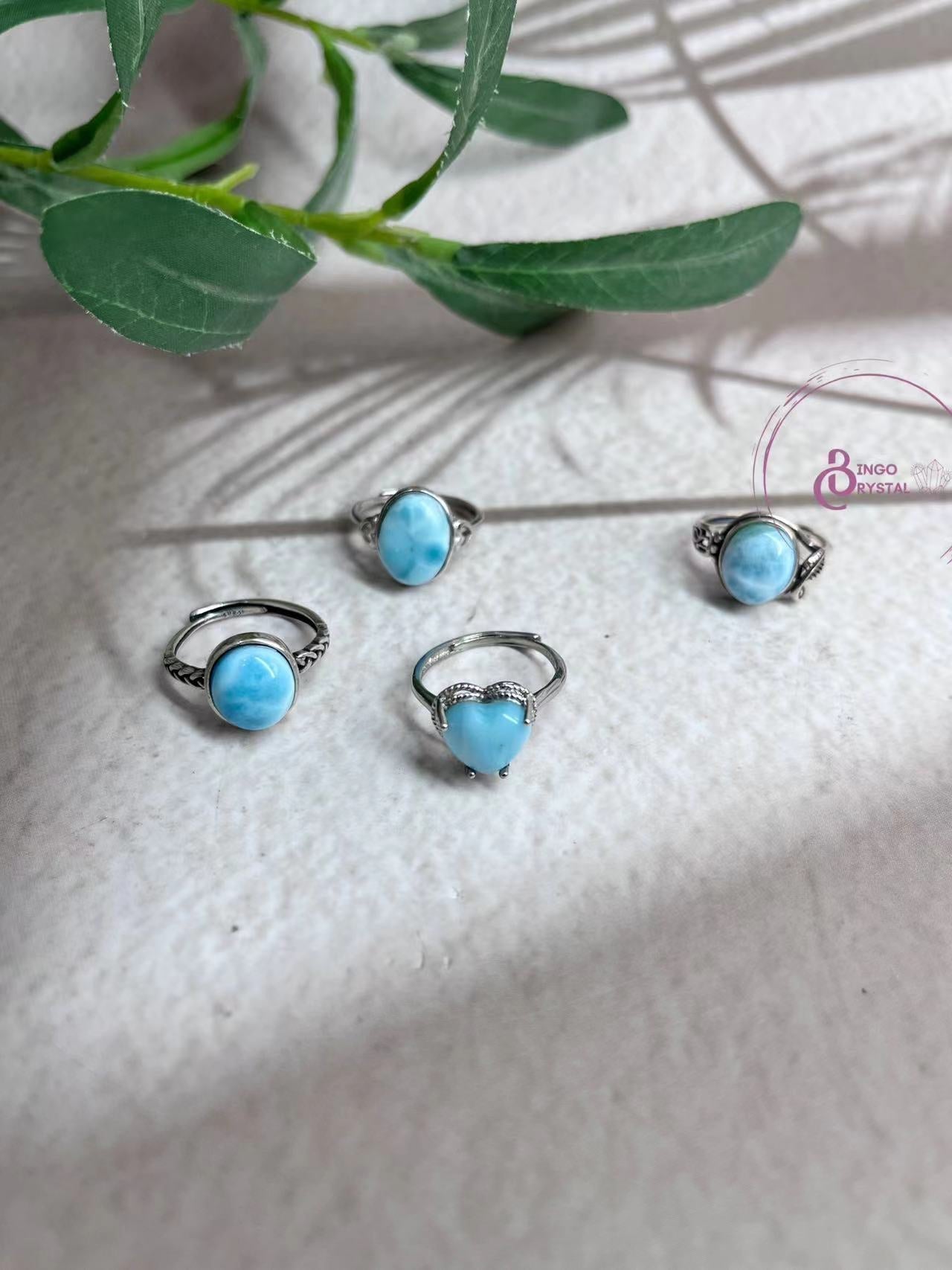 (Larimar) Sea Lace Stone & Silve Rings