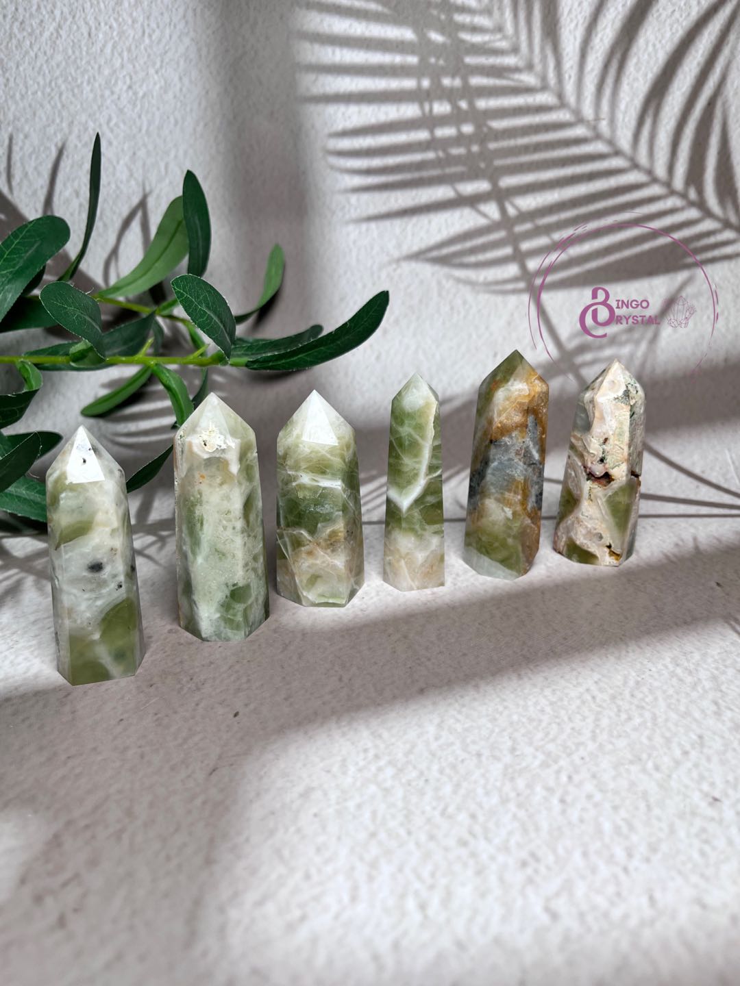 Green Flower Agate Crystal Towers