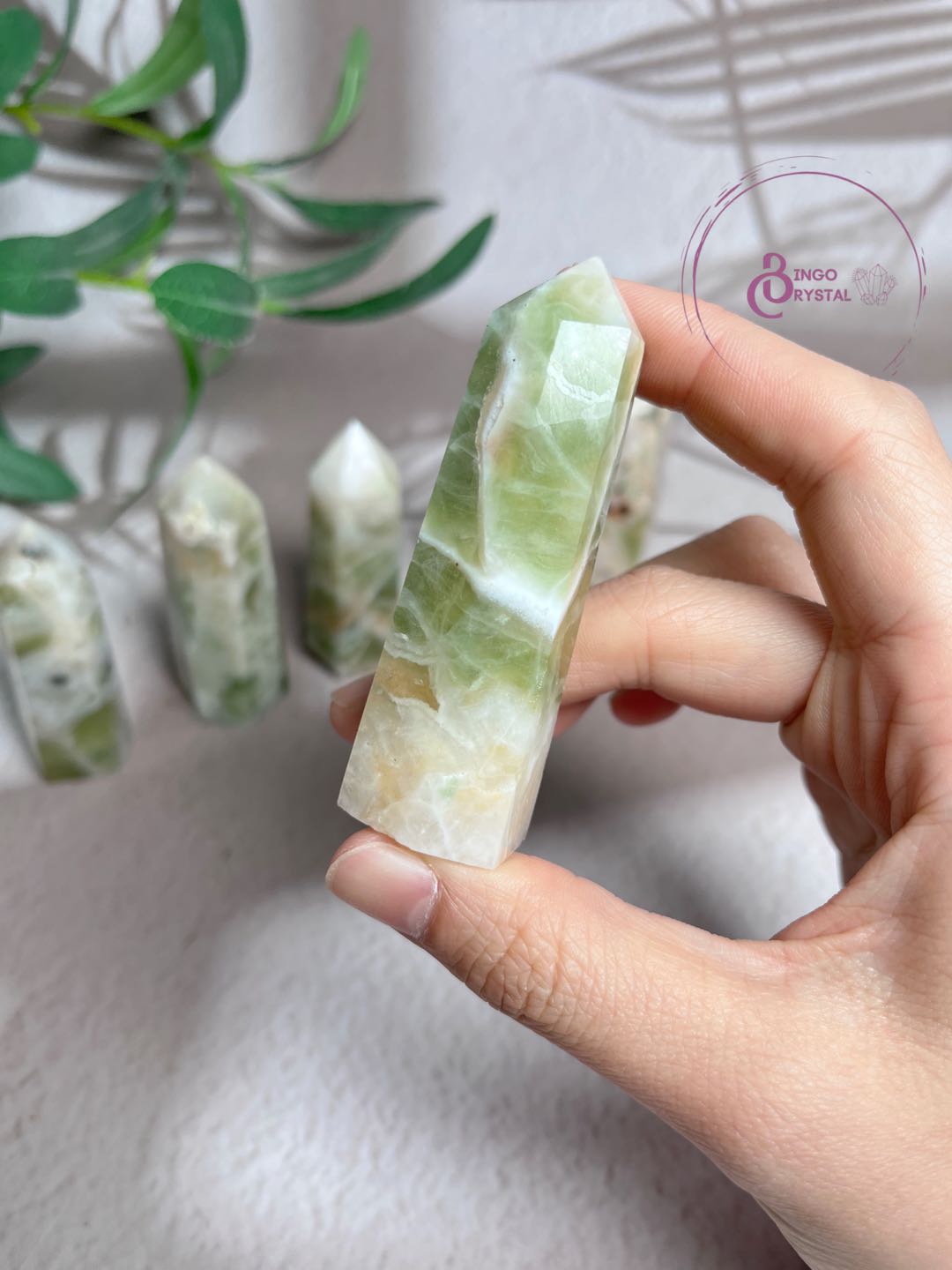 Green Flower Agate Crystal Towers