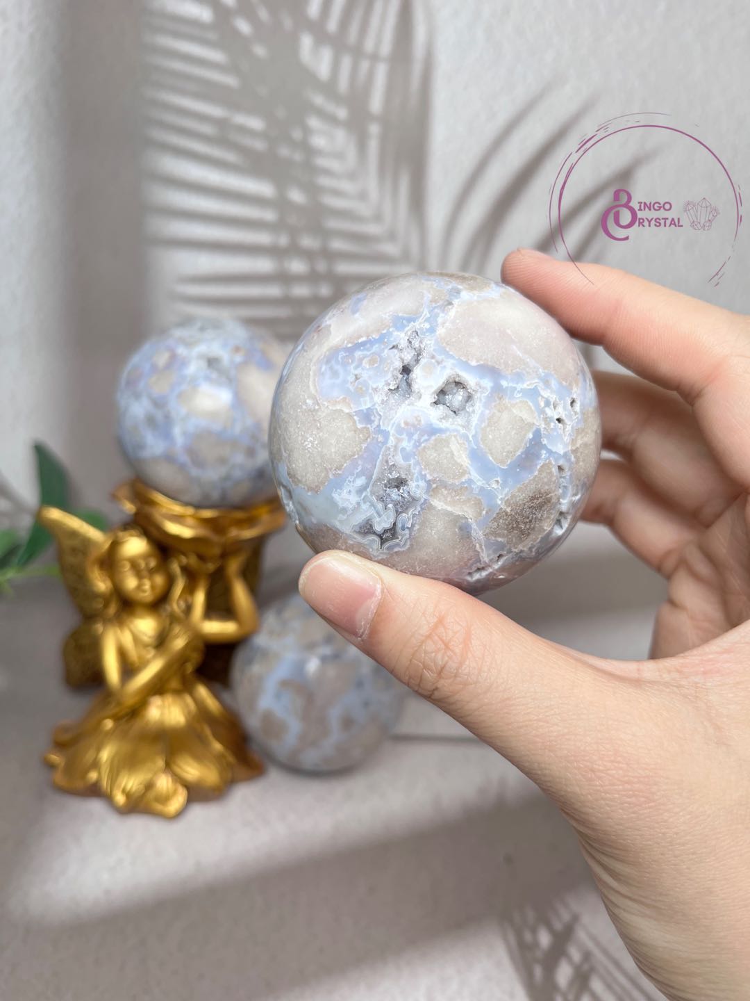 Blue Flower Agate Sphere 6-7cm