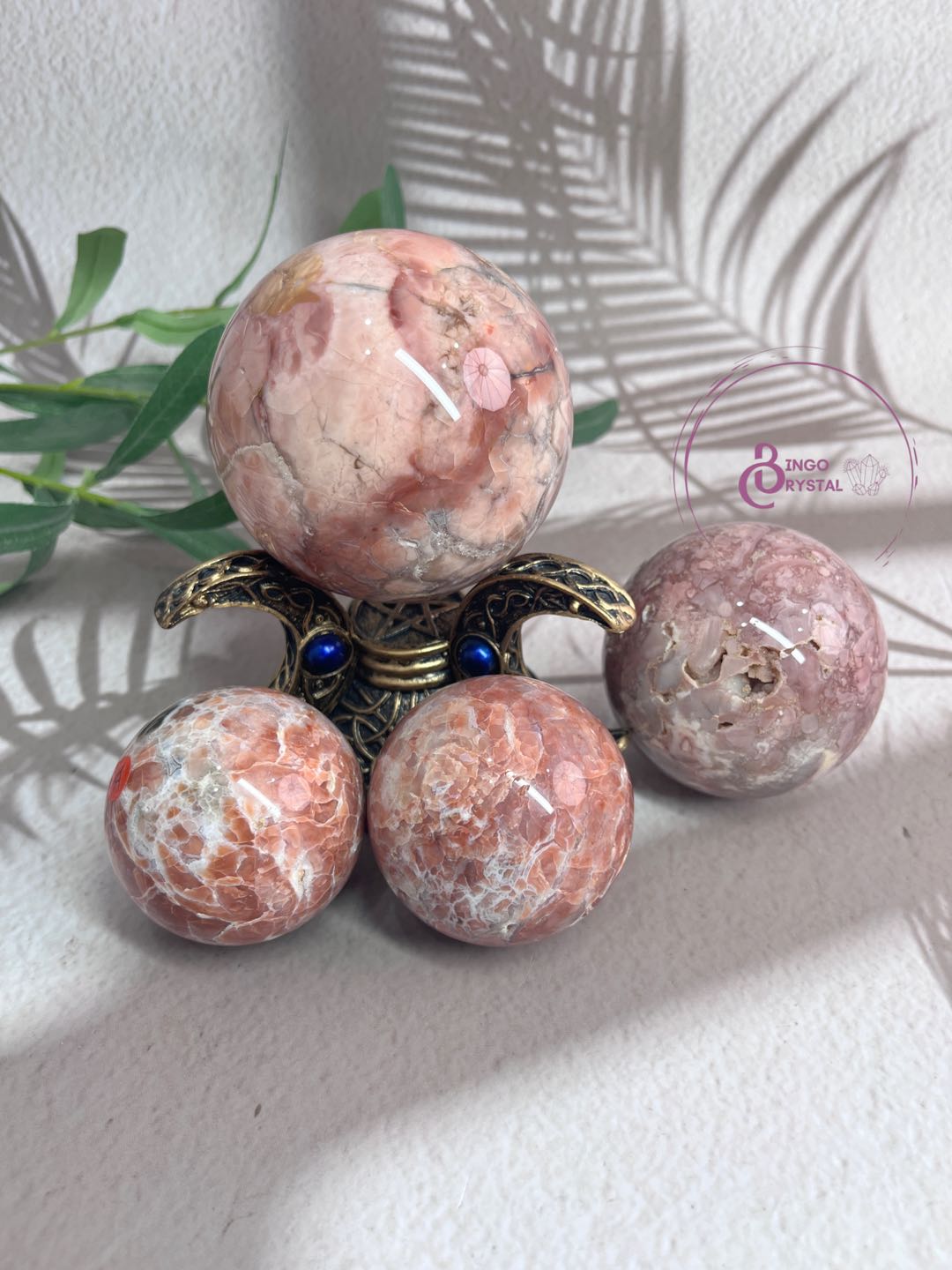 Pink Agate Spheres with Druzy Hole 5-8cm