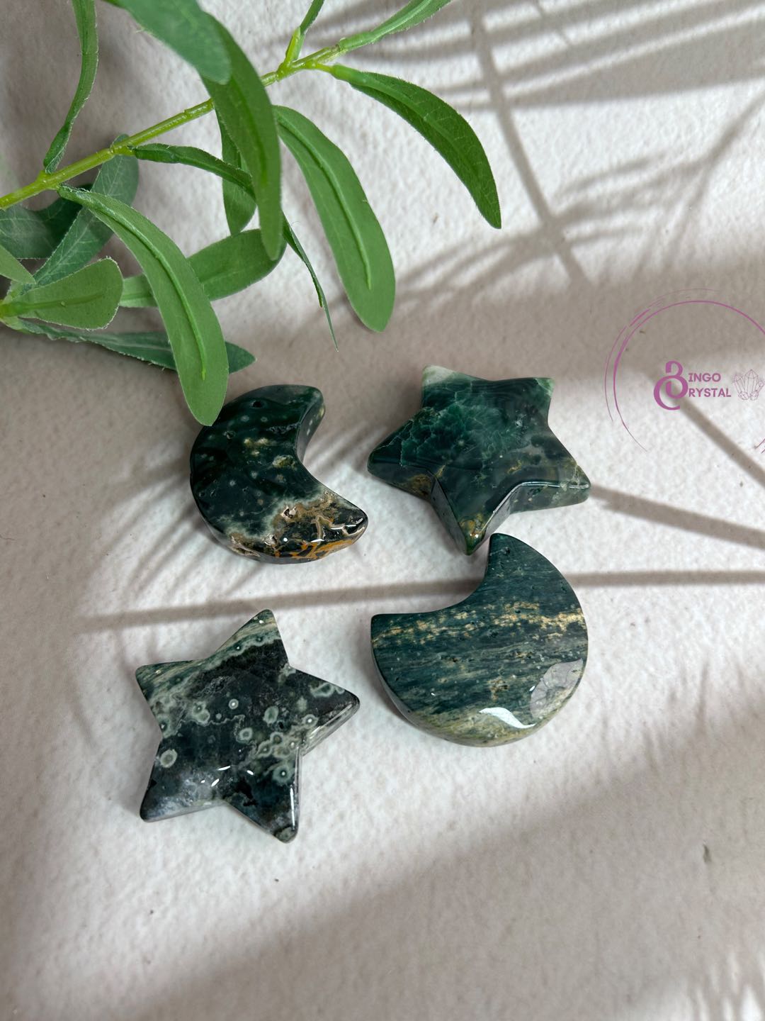 Crystal Star&Moon Palm 5CM (Ocean Jasper, Howlite, Sodalite, Lapis....)