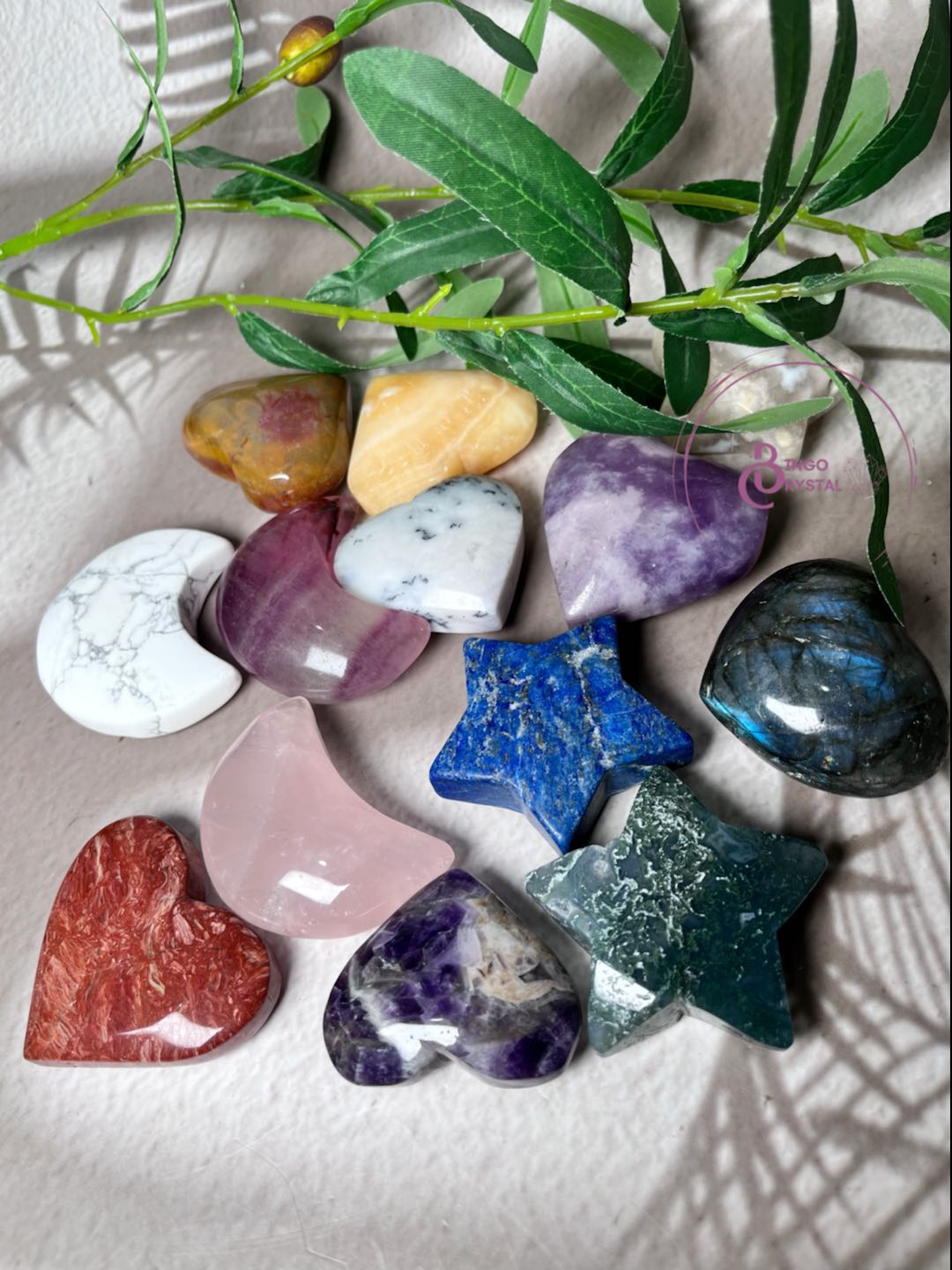 Crystal Star&Moon Palm 5CM (Ocean Jasper, Howlite, Sodalite, Lapis....)